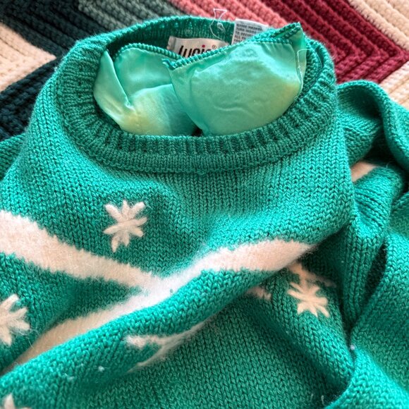 Vintage 80s 90s Lucia Nordic Winter Snowflake Sweater Green Size M Christmas - Picture 10 of 10